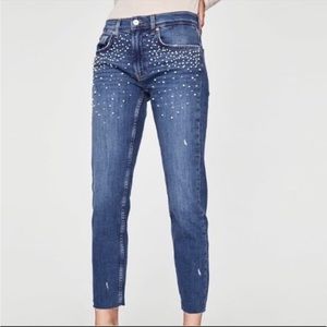 Zara Blue Jeans with Pearl Accents